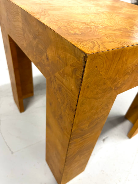 70s Milo Baughman Style Burl Wood End/Side Table