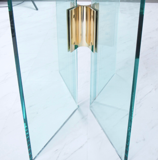 Leon Rosen for Pace Collection Glass & Brass Console Table
