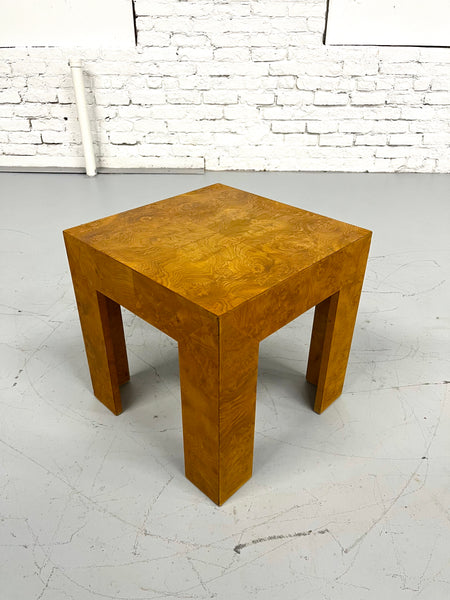 70s Milo Baughman Style Burl Wood End/Side Table