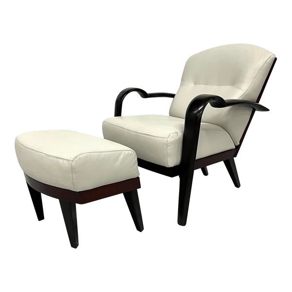 Adam Tihany "Gertrude" Chair and Ottoman by I4 Mariani for Pace Collection