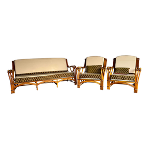 Heywood Wakefield Bamboo Rattan Sofa & Chair Set