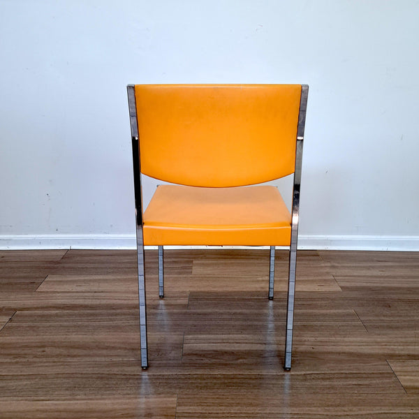 John Stuart International Chrome & Vinyl Sherbet Orange Chair