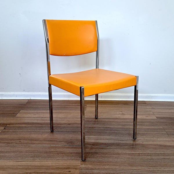 John Stuart International Chrome & Vinyl Sherbet Orange Chair